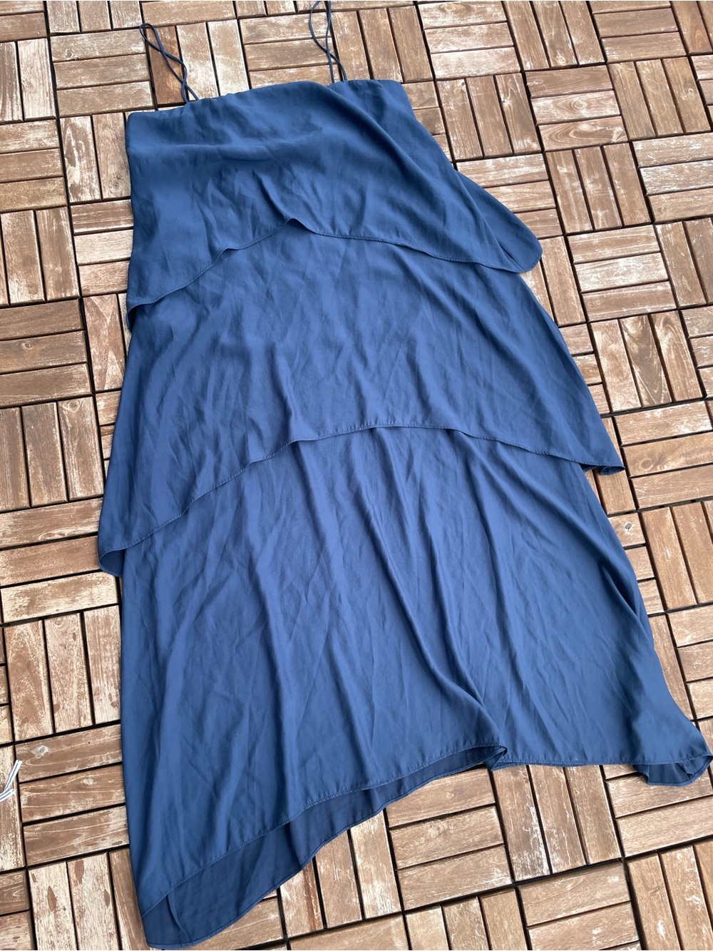 Blue Layered Dress with Straps like silk or Cupra
